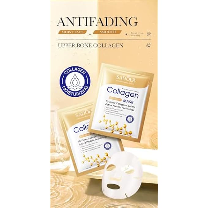 Fett 10 PCS KOREAN COLLAGEN FACE MASKS  INSTANT HYDRATION, ANTI-WRINKLE, SKIN FIRMING & BRIGHTENING SHEET MASKS FOR ALL SKIN TYPES - Image 2